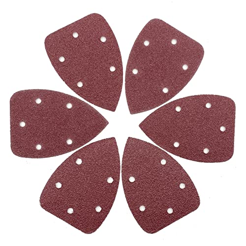 QYQRQF Detail Sander Sandpaper, 40 Grits Mouse Sanding Pads 5 Holes Hook and Loop Sanding Sheets for 140mm Mouse Palm Detail Sanders, 50pcs