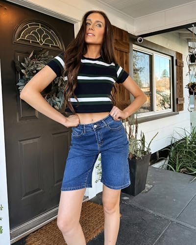 LookbookStore Womens Casual Bermuda Shorts Plus Size Dark Blue Jean Shorts Nightfall Blue Size XX-Large — view 6