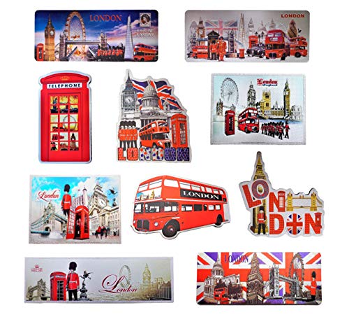 Juego de 10 imanes de nevera de papel acrílico de los iconos famosos de Londres Inglaterra Cover