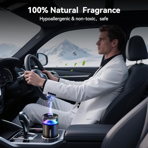 Smart Car Air Freshener, Enlarged Spray Nozzle, Car Air Freshener Diffuser Pro, Auto On/Off, Adjustable Modes, 8 Ambient Lights, Long-lasting Premium Scents (Grapefruit) — view 2