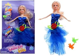 عروسة بلاستيكية جميلة مع شعر أشقر طويل وفستان منفوش تمنح المزيد من الترفيه للبنات - متعددة الألوان