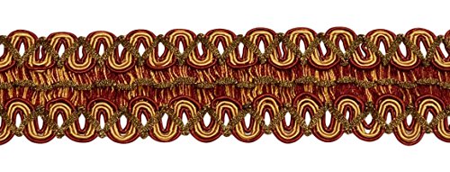 Décopro Vintage 2 Inch (5Cm) Wide Wine (Deep Red), Gold Gimp Braid Trim/Style# 0200Hg / Color: 1253 / Sold By The Yard #TOP13