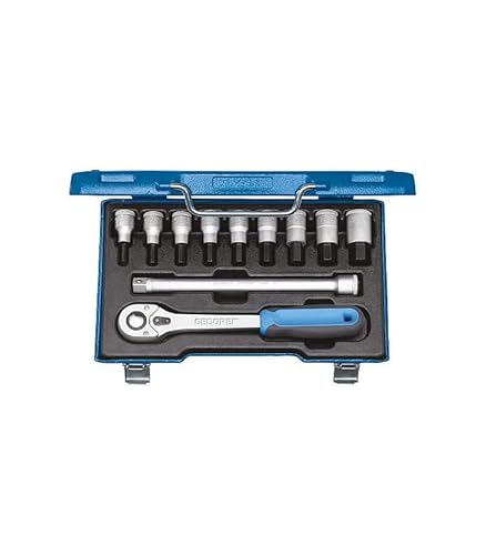 Gedore In 19 Q Screwdriver Bit Socket Set 1/2" 11 Pcs In-Hex 5-17 Mm #TOP8
