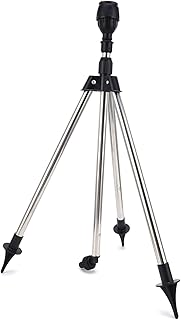 Yosoo Irrigador rotativo, irrigador rotativo de 360 graus com sistema de nebulização de tripé com kit de iniciação de conexão rápida para irrigação de jardim