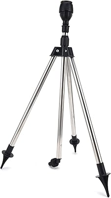 Rotating Sprinkler, Automatic Impact Irrigation Sprinkler with 360 Degree Nozzle Large Area Coverage Watering Head with Tripod