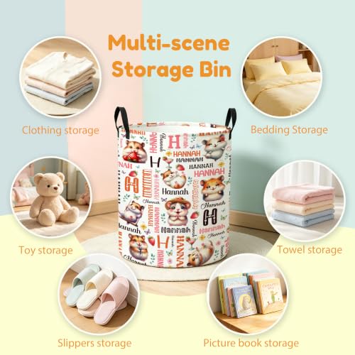 Image of Custom Hamster Laundry Hamper, Personalized Laundry Basket with Name, Customized Dirty Clothes Basket for Clothes Toy Bathroom Bedroom Storage,S-16.5 inchX 13.8 inch