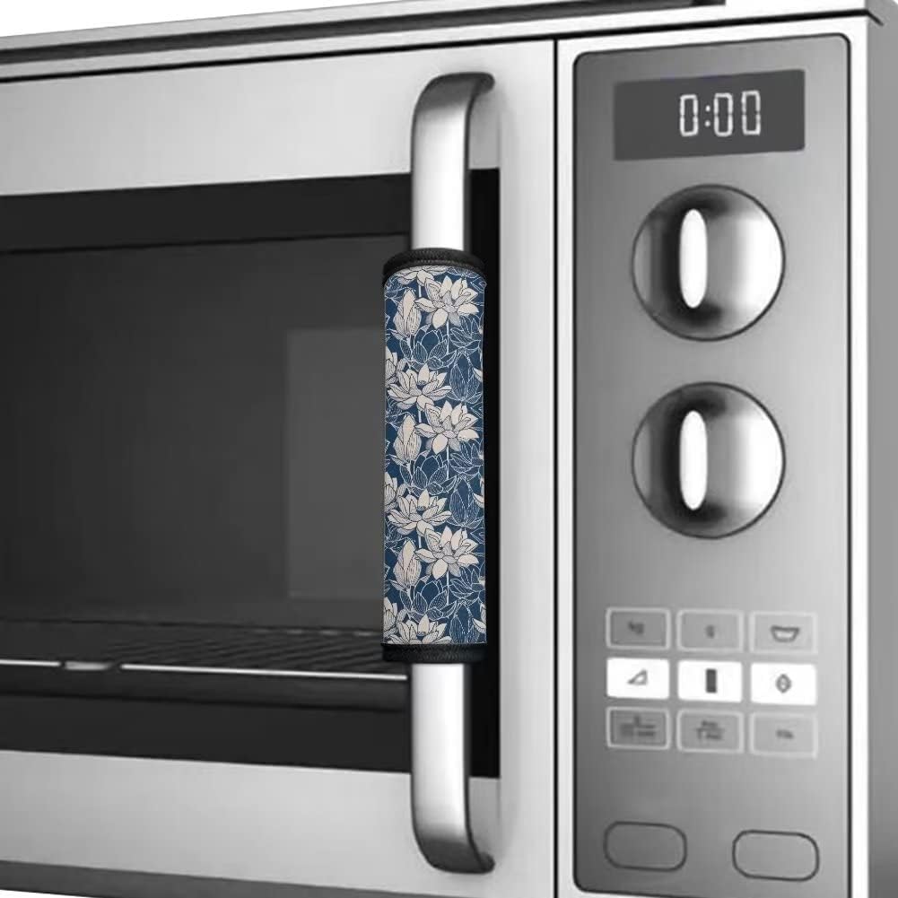 NETILGEN 6 PCS Washable Refrigerator Door Handle Covers Anti-Skid Protector for Fridge Oven Dishwasher Keep Off Fingerprints Liquid Oil Stain Food Spot, Lotus Flower : Appliances
