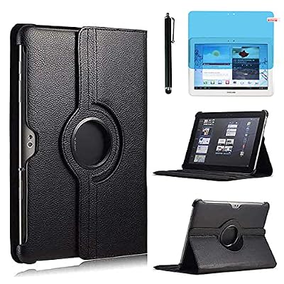 Case for Samsung Galaxy Tab 2 10.1 inch 2012 (GT-P5100 GT-P5110 GT-P5113), 360 Degree Rotating Stand Case Full Protective Cover,with Stylus Pen,Screen Film (Black)