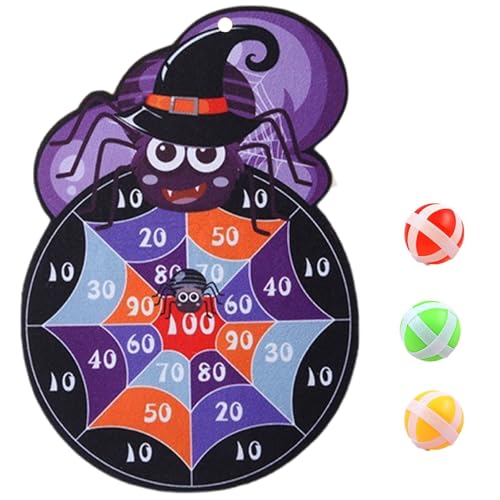 Juegos de Fiestas de Halloween Tablero de Dardos de araña Plegables con 3 Bolas pegajosas y troncal de Gancho o Juegos de Halloween para niños Suministros para la Fiesta de Adultos, 5 Piezas/Set