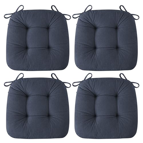 Image of AddGrace Chair Cushions for Dining Chairs Soft Kitchen Seat Cushions 18 inch x 18 inch x 3 inch Non-Slip Seat Pads Navy Set of 4