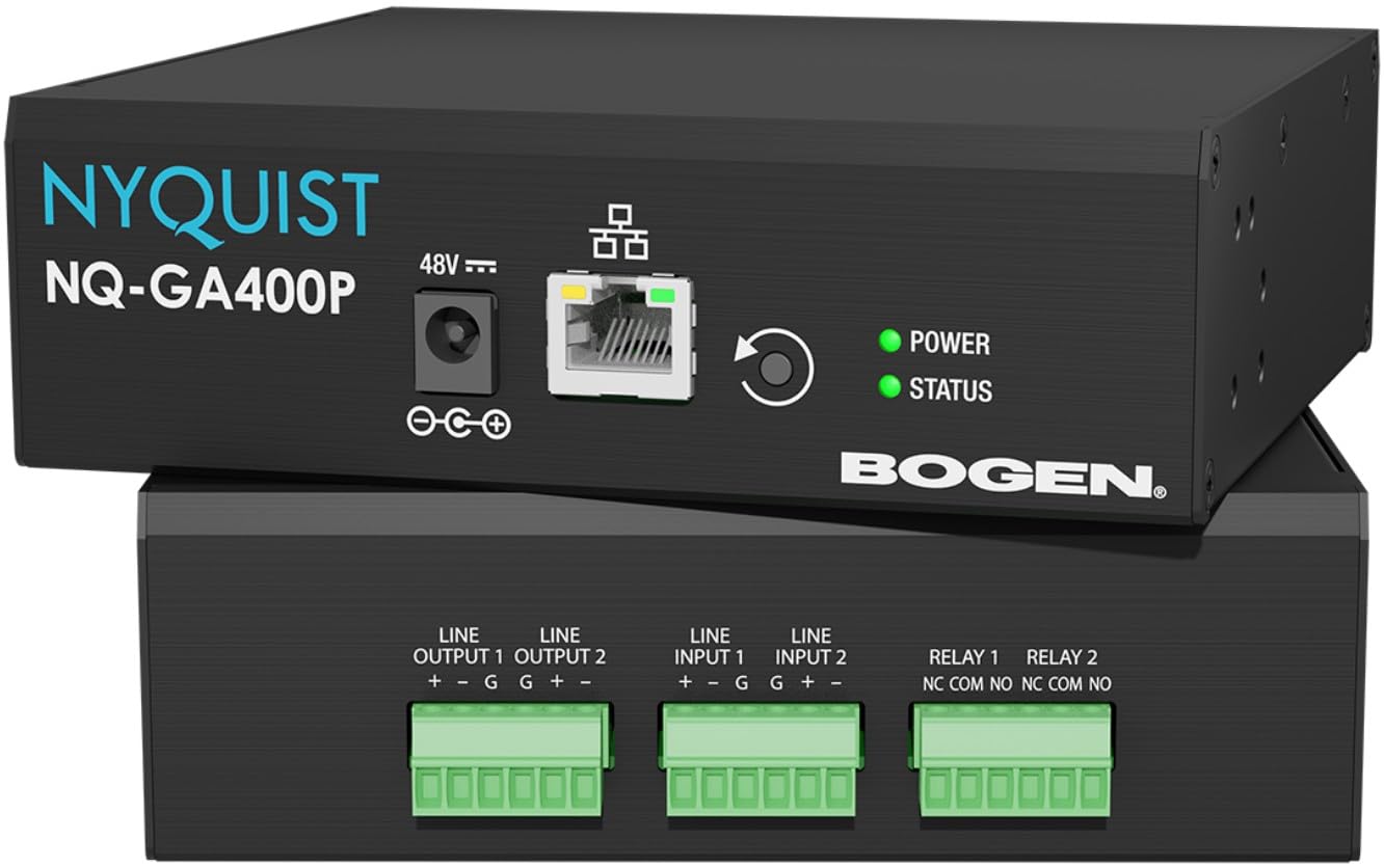 NQ-GA400P Nyquist 2-Channel AoIP Gateway, Gateway Between Analog and Digital Systems, Create a Digital Bridge Between Two Analog Systems, Standalone Capability, PoE Powered