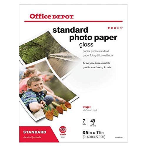 Office Depot Standard Photo Paper, Glossy, 8 1/2in. x 11in, 7 Mil, Pack of 100 Sheets, 123434