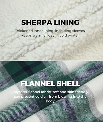 Image of ZITY Men's Flannel Hooded Jacket Fleece Sherpa Lined Plaid Shirts Jackets Zip Up Sweatshirt Hoodies for Men with 4 Pockets