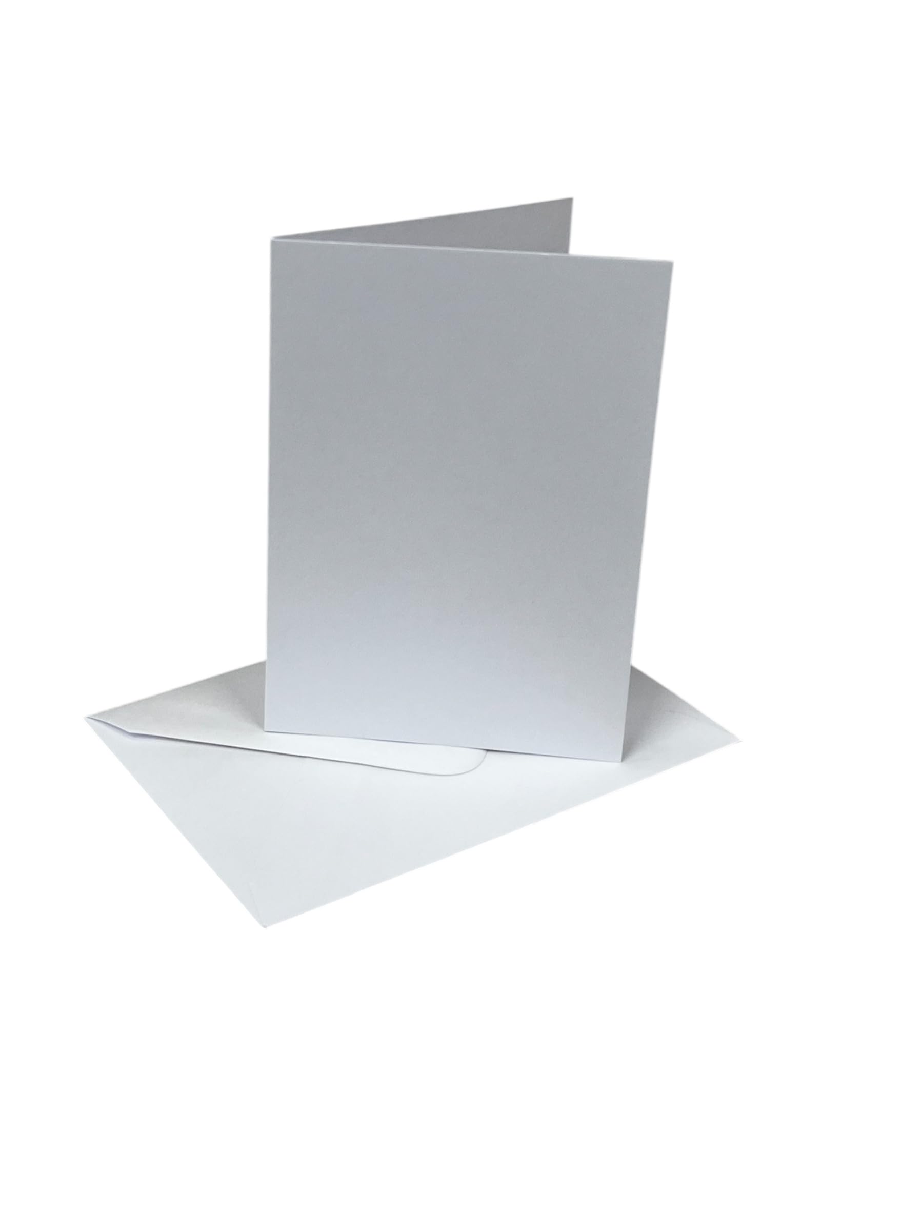 DJP A7 Creased Blank White Smooth Cards & C7 White Envelopes - Pack of 50, 4.49x3.23 inches
