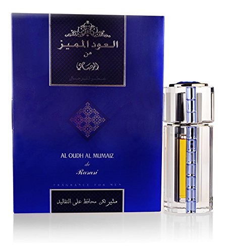 Amazon.com : Oudh Al Mumaiz Blue for Men EDP - Eau De Parfum 35ML (1.2 oz)  | Oriental Alchemy | Combination of Earthy Agarwood, Saffron, Musk,  Leather, and Sandalwood I by RASASI :