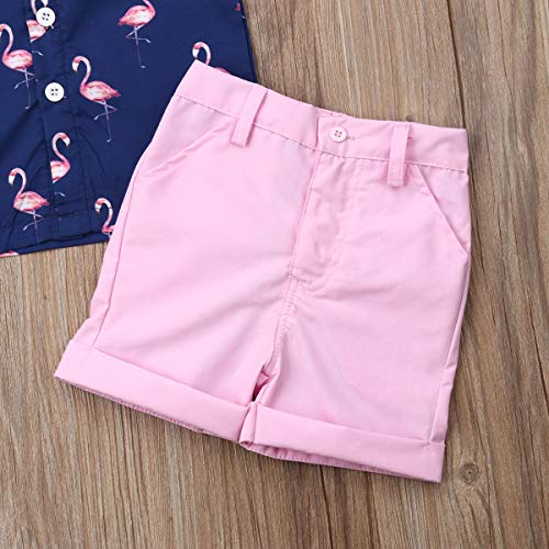 Image of Toddler Boy Summer Outfits Button Down Short Sleeve Floral Shirts & Casual Shorts 1-6 Years Boys Clothes Set