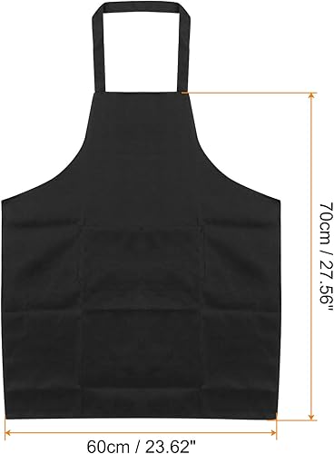 Miniatura 7 de Plain Bib Aprons Washable Aprons Kitchen Cooking Aprons Polyester Art Aprons with 2 Pockets for Kitchen Women Me