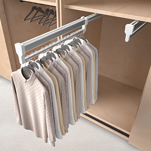 GIVROLDZ Verstellbarer Kleiderstangen, 800 mm/31,5 Zoll Gleitschiene Multifunktion Hosenbügel, Top Mount Kleiderbügel Ausziehbare Kleiderstange