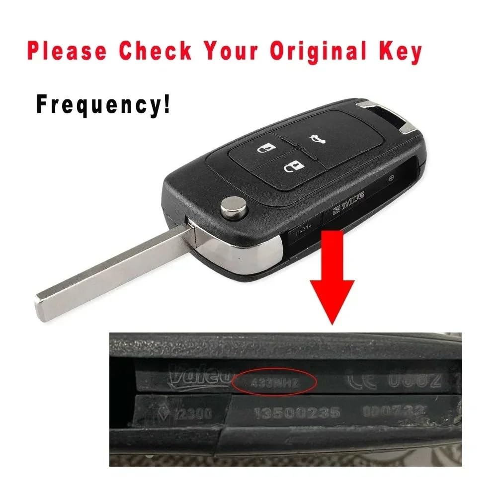 2 tasti PCF7937E Guscio Chiave auto a distanza Controllo remoto telecomando radiocomando portachiavi per 433mhz ID46 PCF7941 Chip per Opel Adam Astra J Zafira C Mokka Insignia