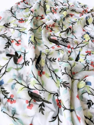 Image of GERINLY Scarfs for Women Lightweight Cotton Feel Scarves Floral Birds Print
