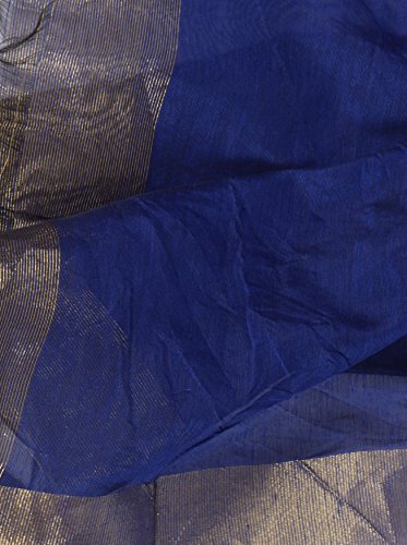 Image of YOUTHQUAKE Women's Chanderi Plain Silk Dupatta with Golden Border & Tassels