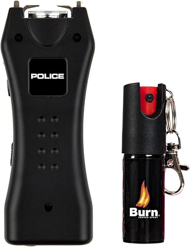 Police Stun Gun Burn Pepper Spray Combo Mujeres Hombres Autodefensa - 618 Negro