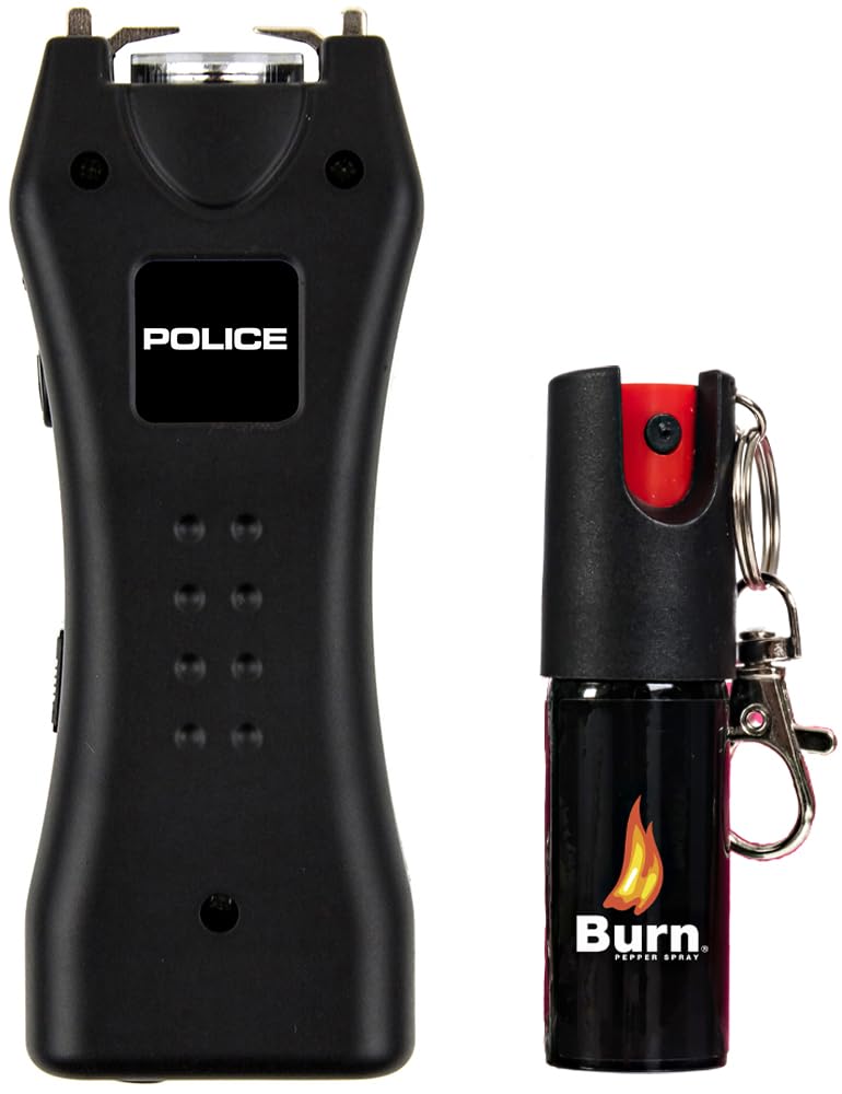 Police Stun Gun Burn Pepper Spray Combo Women Men Self Defense - 618 Black