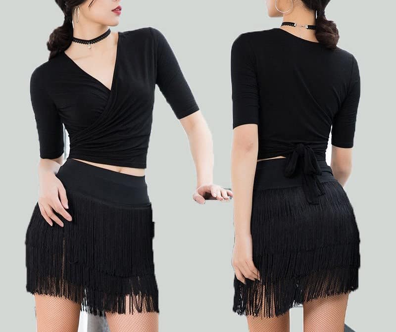 Women's Ballroom Latin Tango Dance Dress - Apron Tassel Skirt for Practice & Performance - Image 4
