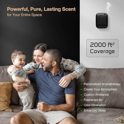 Airversa Smart Scent Air Machine with 400mL Capacity Up to 2000 sq.ft. Waterless Essential Oil Diffuser for Home and Commercial Use, Aromatherapy Scent Diffuser for Large Rooms, ANW-Black