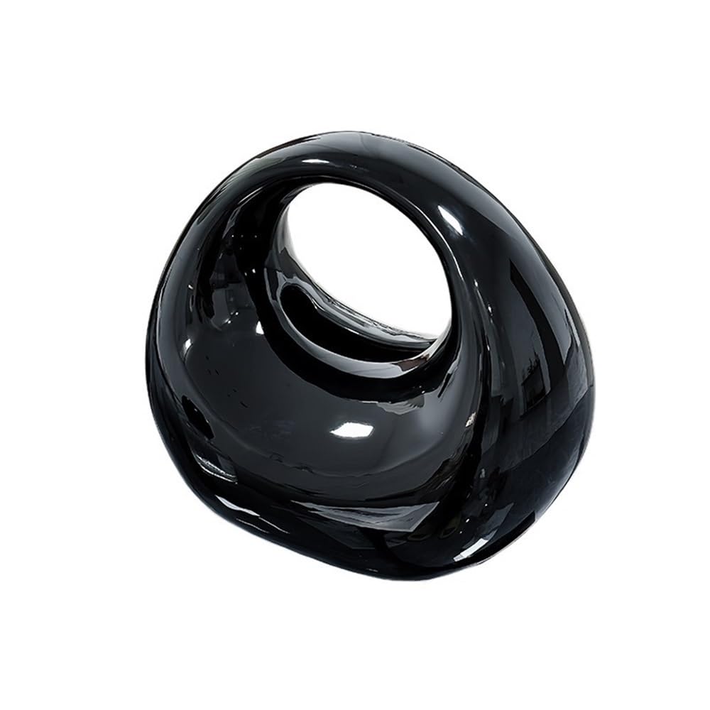 Tissue Case Napkin Holder Bag Shape Ceramic Suitable for Hotel, Bedroom, Kitchen Tissue Dispenser(Black)
