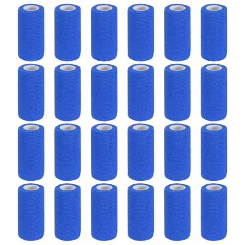 Bandage auto-adhésif pour sport PATIKIL 24 rouleaux de bande stretch élastique bleue