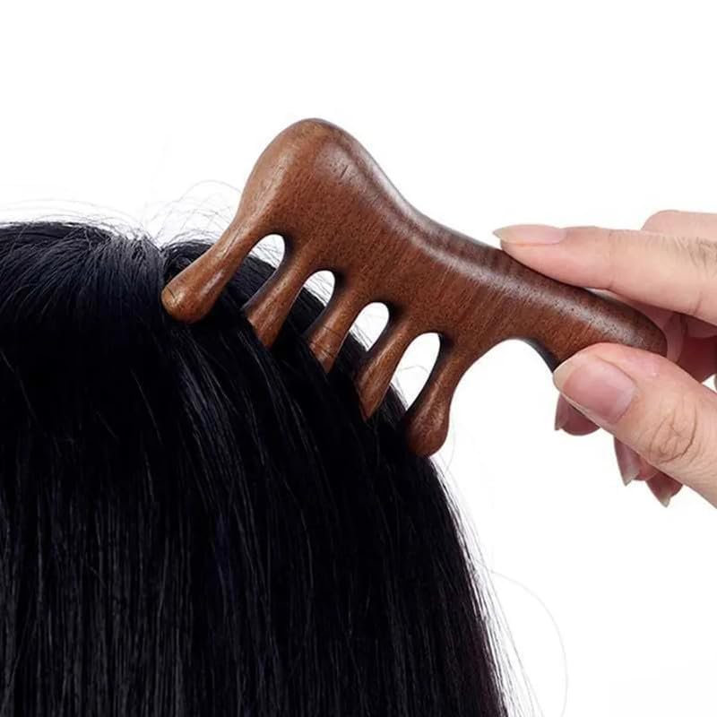 Image of Beaute Secrets Wooden Massager for Hair Growth | Gua Sha Head Massager | Scalp Massagers Natural Wood Hair Massage Comb, Brown