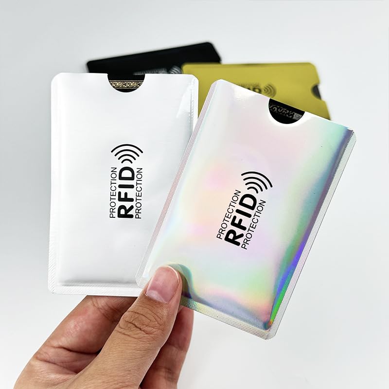 5PCS RFID Blocking Sleeves – Identity Theft Protection Credit Card Holders, Secure Wallet Sleeves for Debit Cards & Travel Safety, Laser