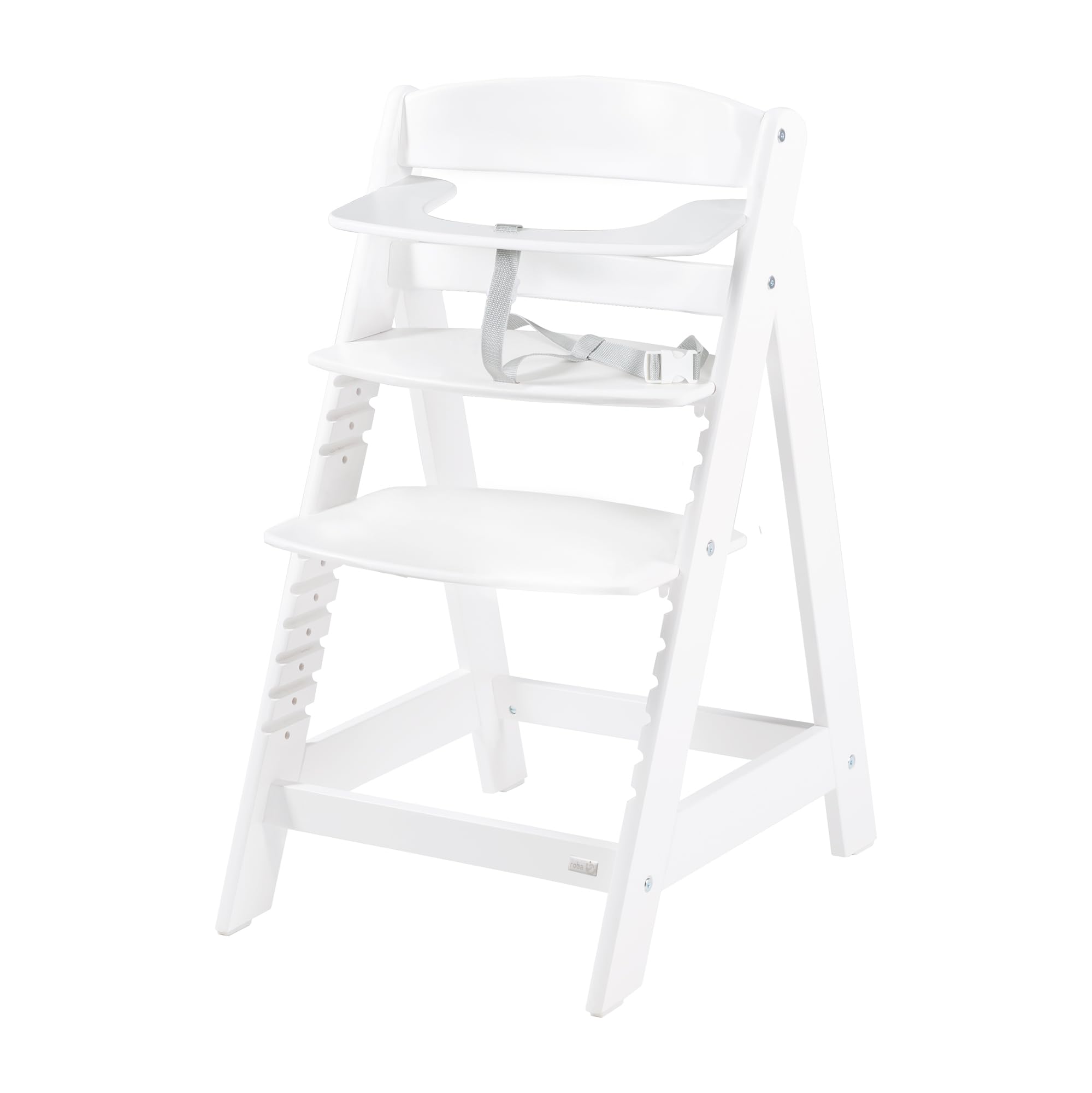 roba Babyhochstuhl Sit Up Click 'N' Flex - Rozwijające się krzesełko do karmienia z drewna - Regulowane krzesełko dla dzieci z pasem krokowym - Od 6. miesiąca do 70 kg - Biały