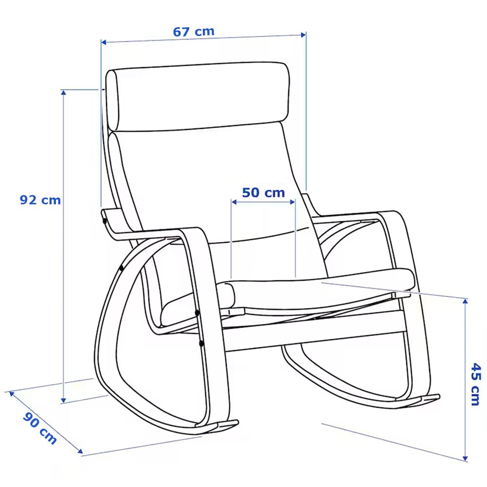 BAKAJI Sedia a Dondolo in Legno di Betulla con Rivestimento in Cotone Imbottito in Spugna Altissima Densità, Poltrona Oscillante Relax e Cuscino, Seduta Ergonomica, Carico Massimo 130kg (Beige)