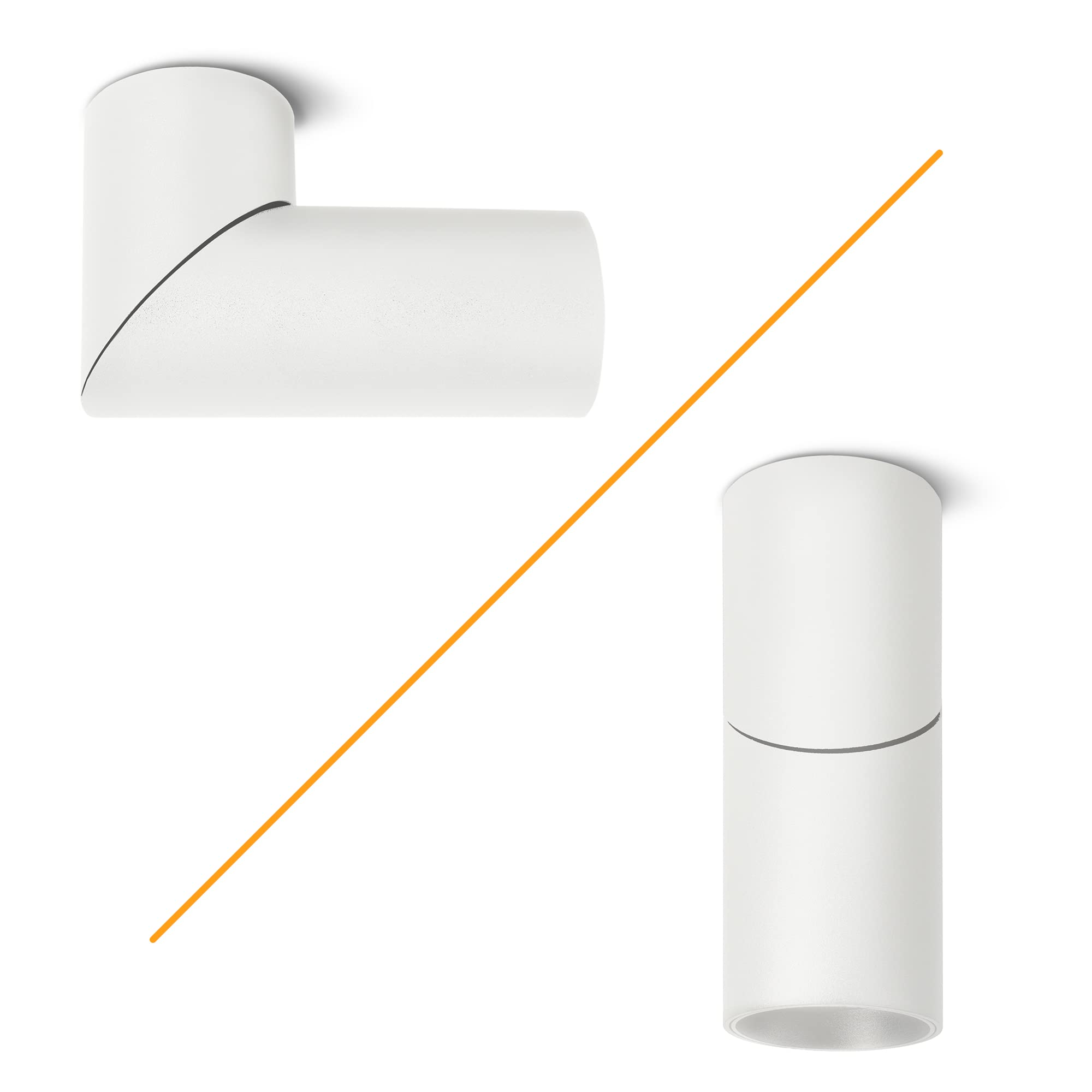 SSC-LUXon TOBI-L Deckenstrahler 3 Stück Wand & Decke weiß | Drei weiße Spotstrahler für Wand & Decke - dreh- & schwenkbar bis 350°, Zylinder-Design, GU10 Fassung (ohne Leuchtmittel)
