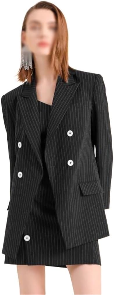 Striped Suit Two Sets of Suit Coat Female Autumn and Winter Foreign Black Business Wear