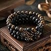 MILACOLATO Beaded Bracelets for Men 8MM Tigers Eye Mens Bracelet Matte Lava Rock Bracelet Adjustable Stretch Mens Bead Bracelets Father's Day Mens Jewellery Gifts #3
