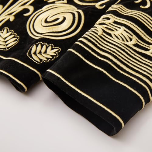 DAMANGUAN Men's Velvet Blazer, Gold Embroidered Suit Jacket, Black Tuxedo for Wedding Party Prom (US, Alpha, XX-Large, Regular, Regular, Yellow) - image 5