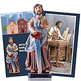 Meonum St Joseph Statue for Selling House with Holy Card and Instruction, Small Colorful Saint Joseph Statue to Sell Home for Help Smooth and Fast House Selling
