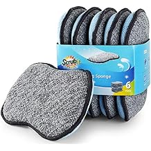 Multi-Purpose Scrub Sponges for Kitchen by Scrub- it - Non-Scratch Microfiber Sponge Along with Heavy Duty Scouring Power - Effortless Cleaning of Dishes, Pots and Pans All at Once6 Pack, Large