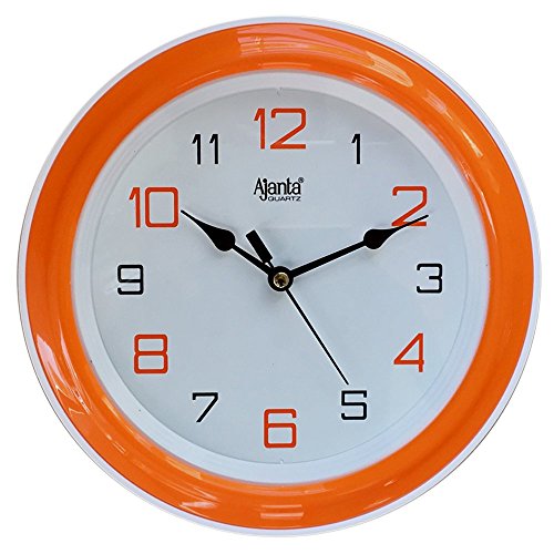 Ajanta Plastic Round Motion Clock (20.5 cm x 20.5 cm x 3.5 cm, Orange)