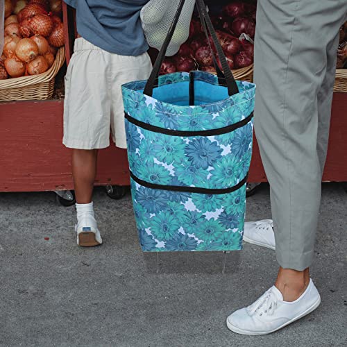 BESTonZON Zusammenklappbare Trolley-Taschen Zusammenklappbare Einkaufstasche Mit Rädern Faltbarer Einkaufswagen… – Bild 3