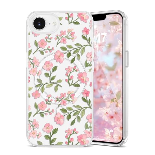 Housse protection iPhone 16e mince claire magnétique motif floral