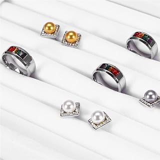 Ring Organizer Display Case, 4 Colors Ring Display Case Ring Box Ring Earrings Showcase Trays Holder Tray Slot Fashion Jewelry Organizer Holder Case Box Showcase(White)