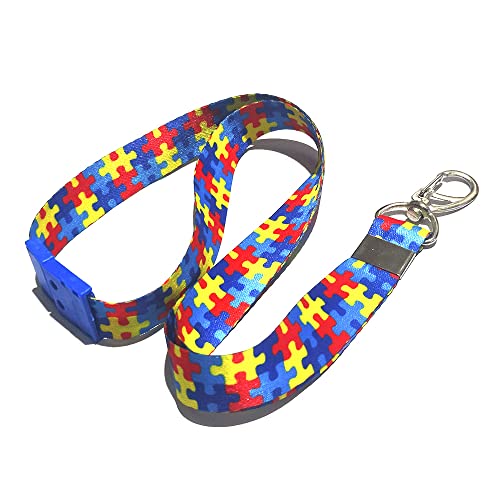 CORDÃO AUTISMO COM TRAVA DE SEGURANÇA NA COR AZUL