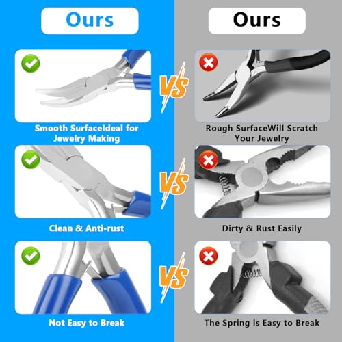 Image of Bent Nose Pliers,Bent Chain-Nose for Crafting and Repair,Chain Jewelry Pliers