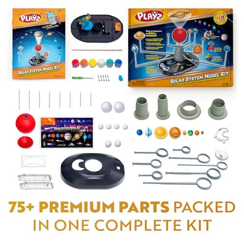 Image of Playz Solar System Model kit for Kids, Planetarium Projector Planet Toys | for kids, DIY Solar System for kids School Project kit with 8 planets, Astronomy STEM space toys for kids ages 8-12 Gifts