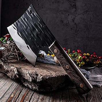 Cleaver Knife,Meat Cleaver Stainless Steel Kitchen Chopping Knife Handmade Fishing Chefs Knife Sharp Meat Cleaver Outdoor Cooking Cutter Butcher Tools