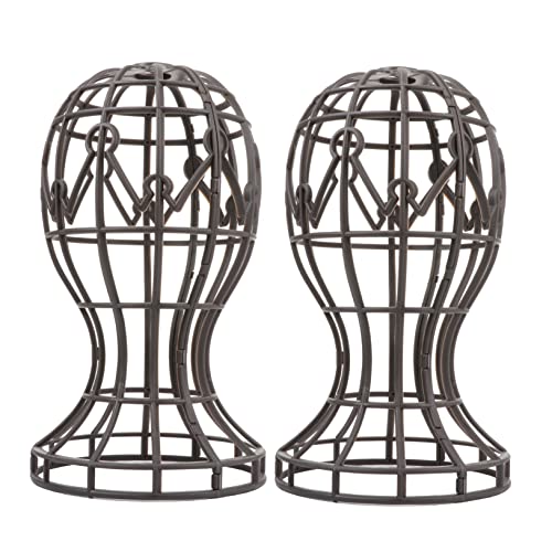 SHERCHPRY 2Pcs Portable Wig Head Stand Holder Safe Display for Wigs Hats Hairpieces for Salon Home Travel Use Smooth Surface Easy to Use